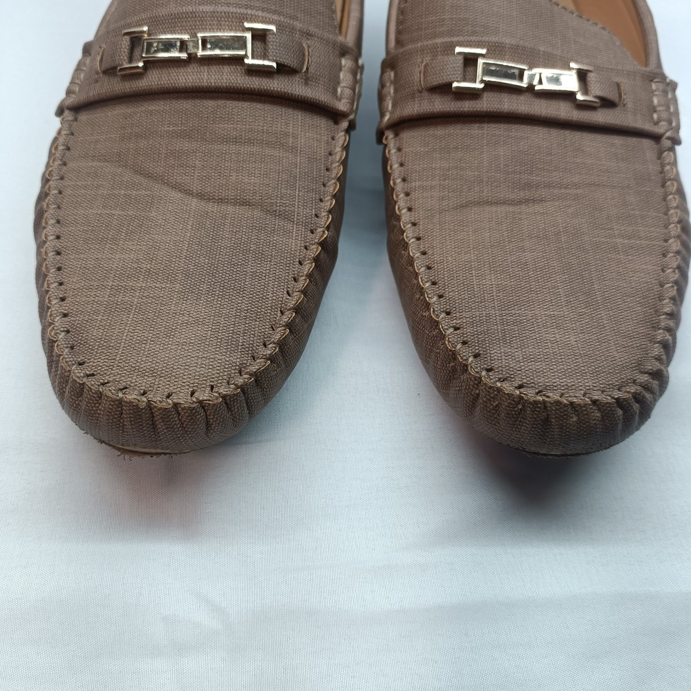 Tahari Jester Mens 10.5‎ Bit Loafers Tan Brown Fabric Driving Moccasins Casual - Picture 2 of 7